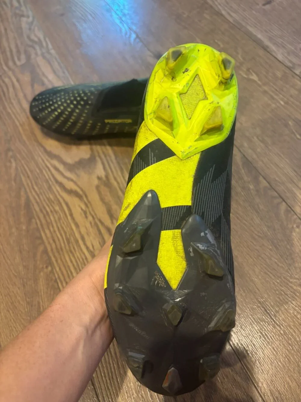 adidas Predator Injection+ FG (Firm Ground) Laceless Soccer Cleats in Black/Yell
